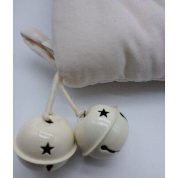 Pottery Barn Kris Faux Sheepskin with Bells Christmas Holiday Stocking Cream - Picture 3 of 10